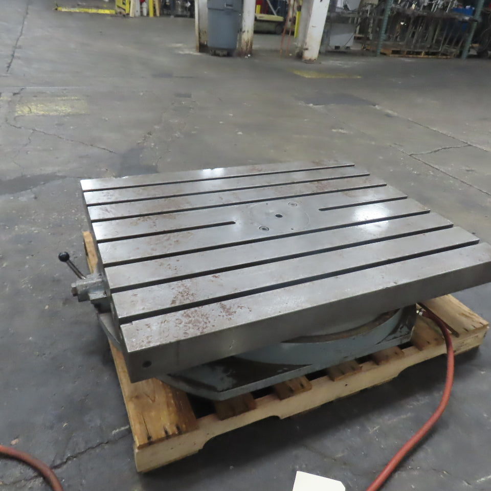 Lucas Machine 48" x 36" T-Slot Pneumatic Air Lift Indexing Rotary Table