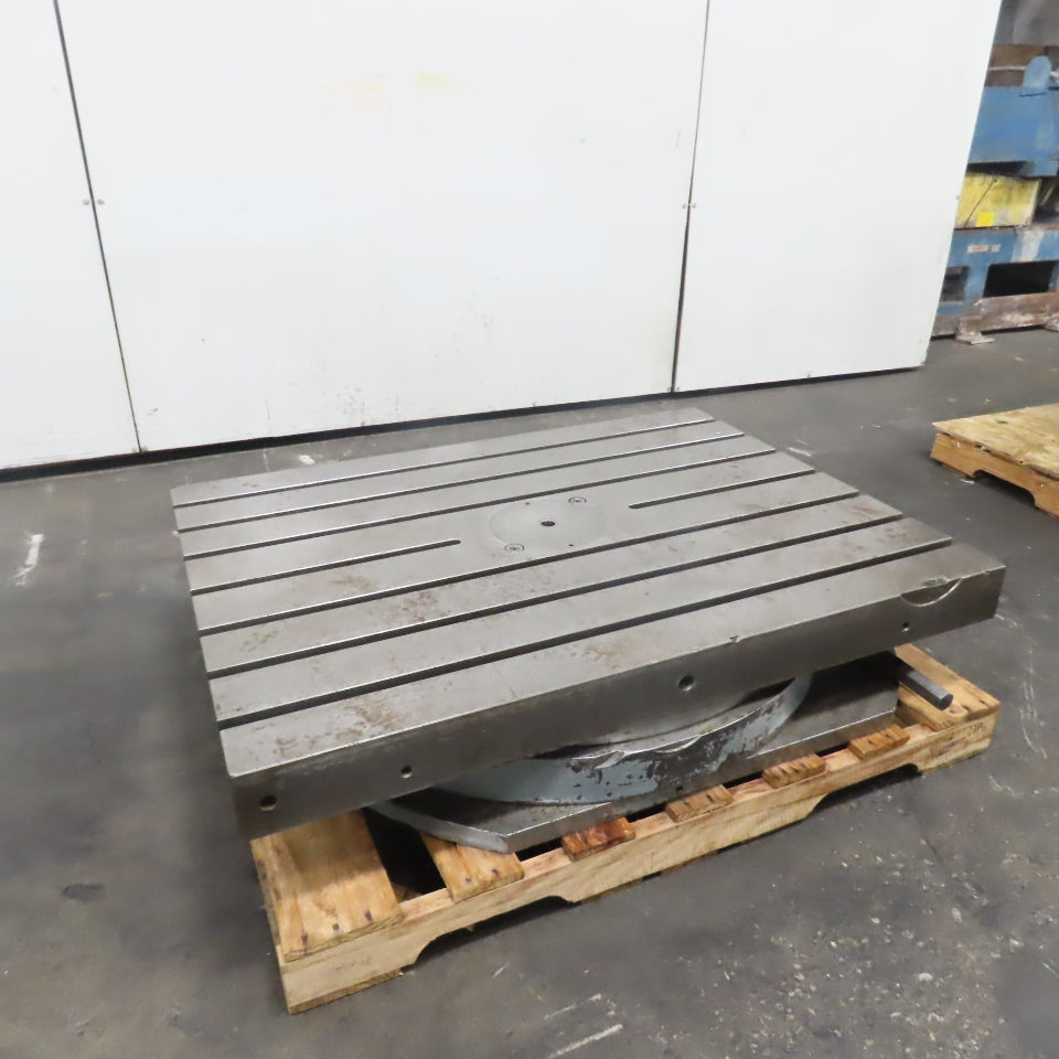 Lucas Machine 48" x 36" T-Slot Pneumatic Air Lift Indexing Rotary Table