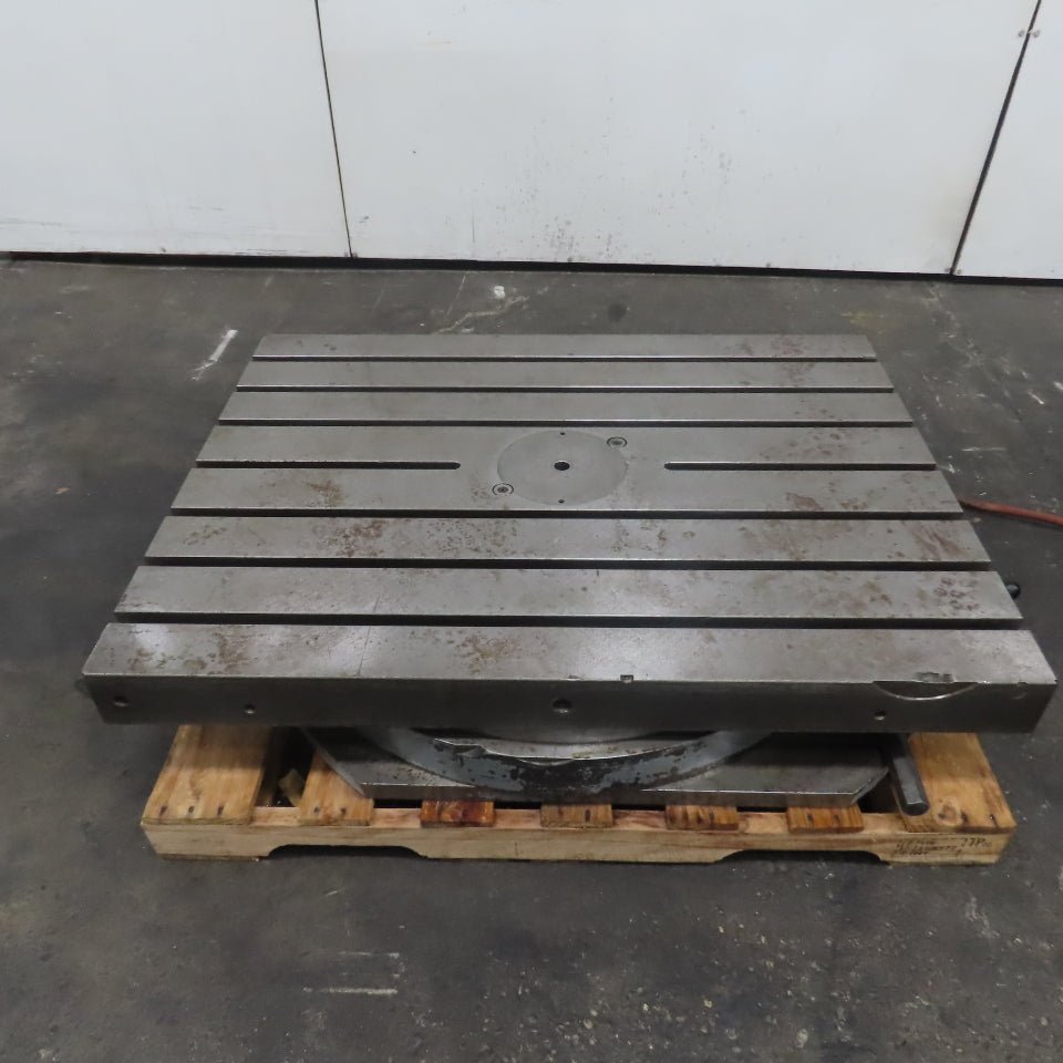 Lucas Machine 48" x 36" T-Slot Pneumatic Air Lift Indexing Rotary Table