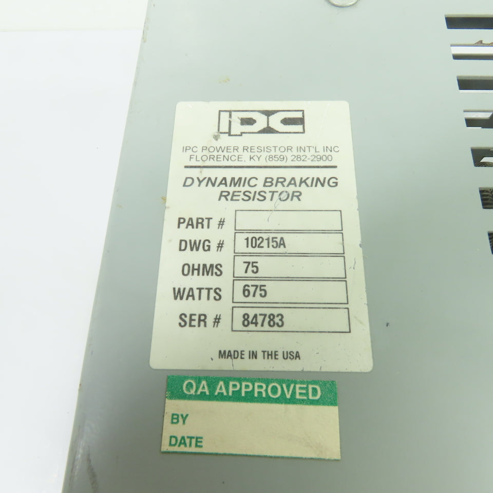 IPC 10215A 75 Ohm 675 Watt Dynamic Braking Resistor