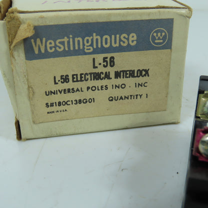 Westinghouse 180C138G01 L-56 Interlock Auxiliary Contact 1NO/1NC 600VAC