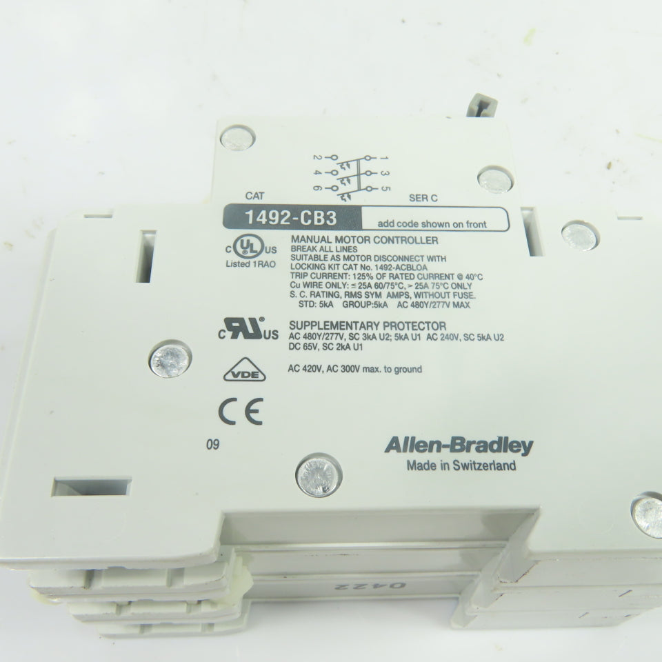 Allen-Bradley 1492-CB3-G020 2A 3-Pole Manual Circuit Breaker 480Y/277V 3Ph