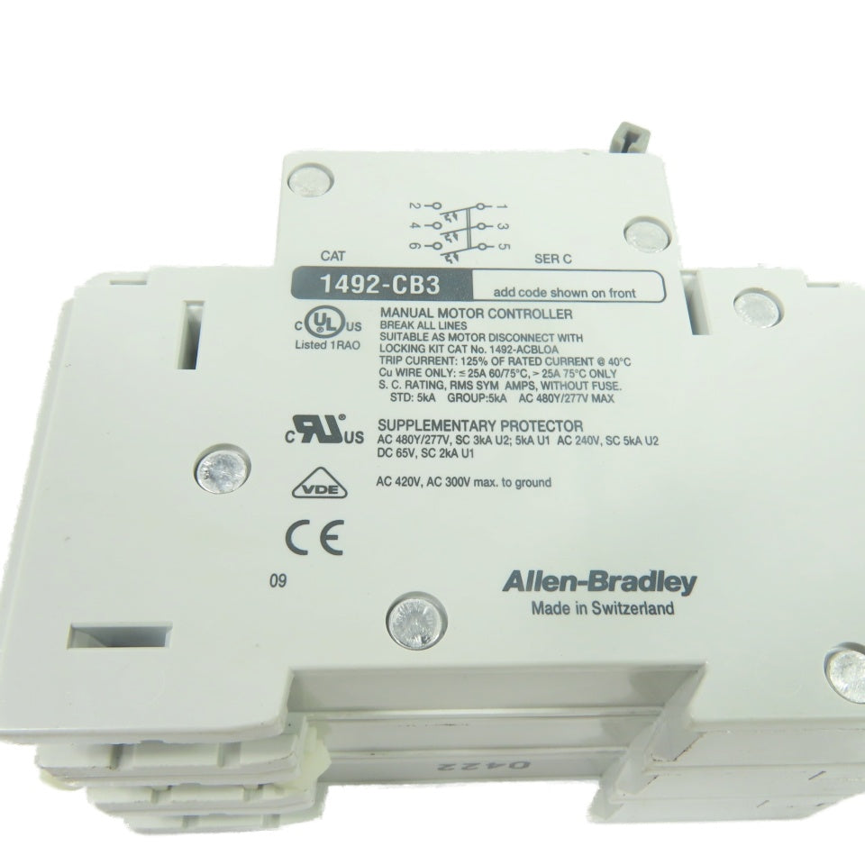 Allen-Bradley 1492-CB3-G020 2A 3-Pole Manual Circuit Breaker 480Y/277V 3Ph