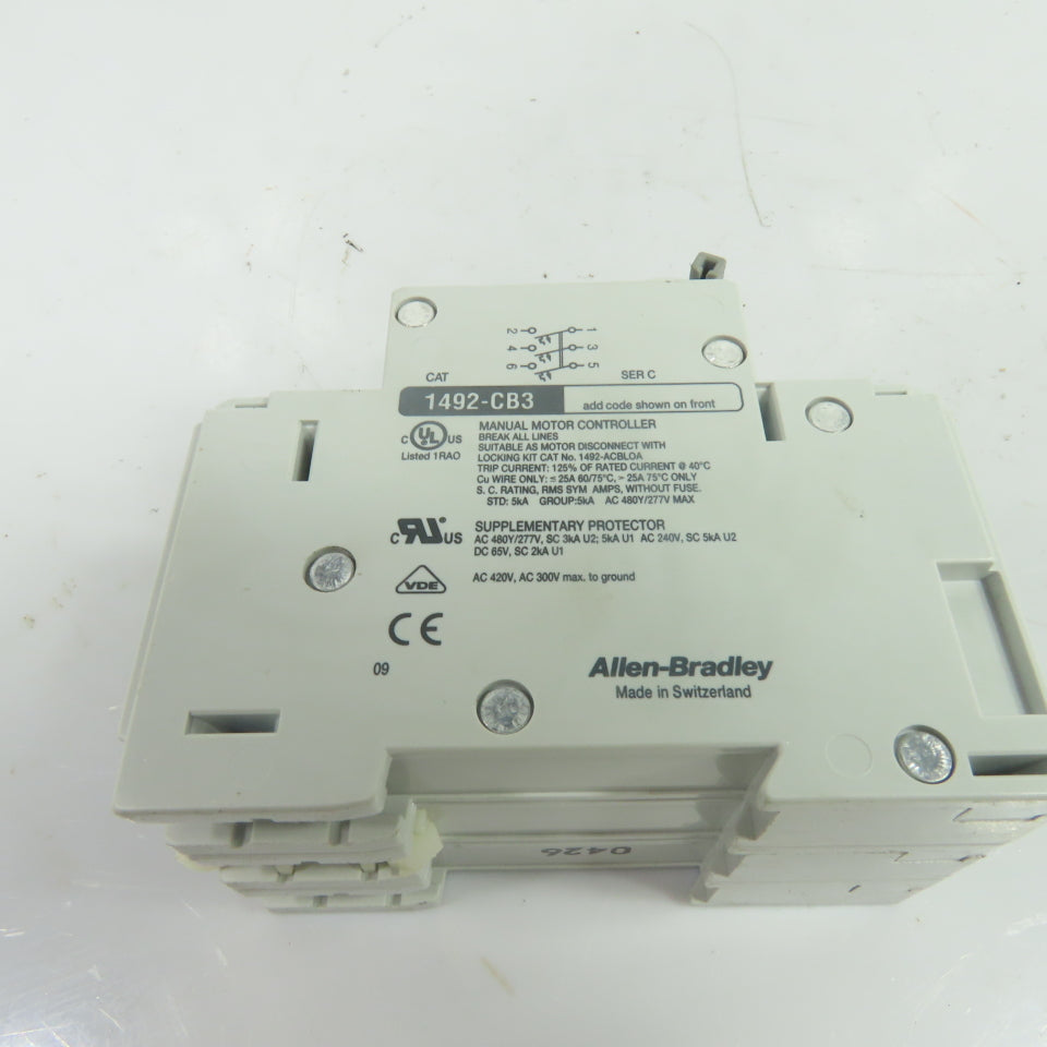 Allen-Bradley 1492-CB3-H200 20A 3-Pole Manual Circuit Breaker 480Y/277V 3Ph