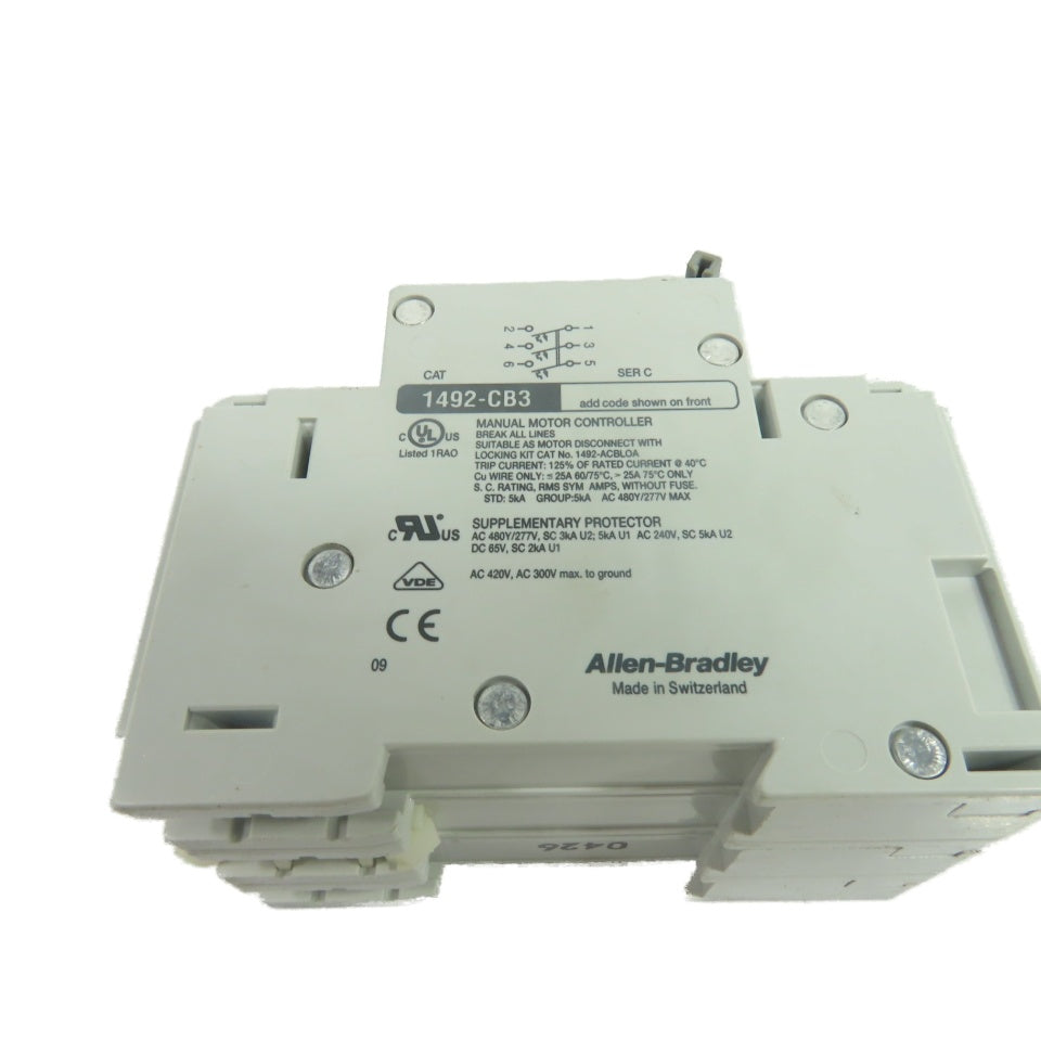 Allen-Bradley 1492-CB3-H200 20A 3-Pole Manual Circuit Breaker 480Y/277V 3Ph