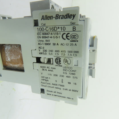 Allen-Bradley 100-C16D*10 16A 3-Pole IEC Contactor 24VDC Coil 600VAC Max