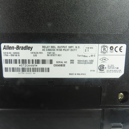 Allen-Bradley 1756-OW16I 16-Point Relay Output Module Ser A F/W Rev 2.1