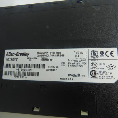 Allen-Bradley 1756-ENBT Ser A Ethernet/IP 10/100 Mb/s Communications Bridge