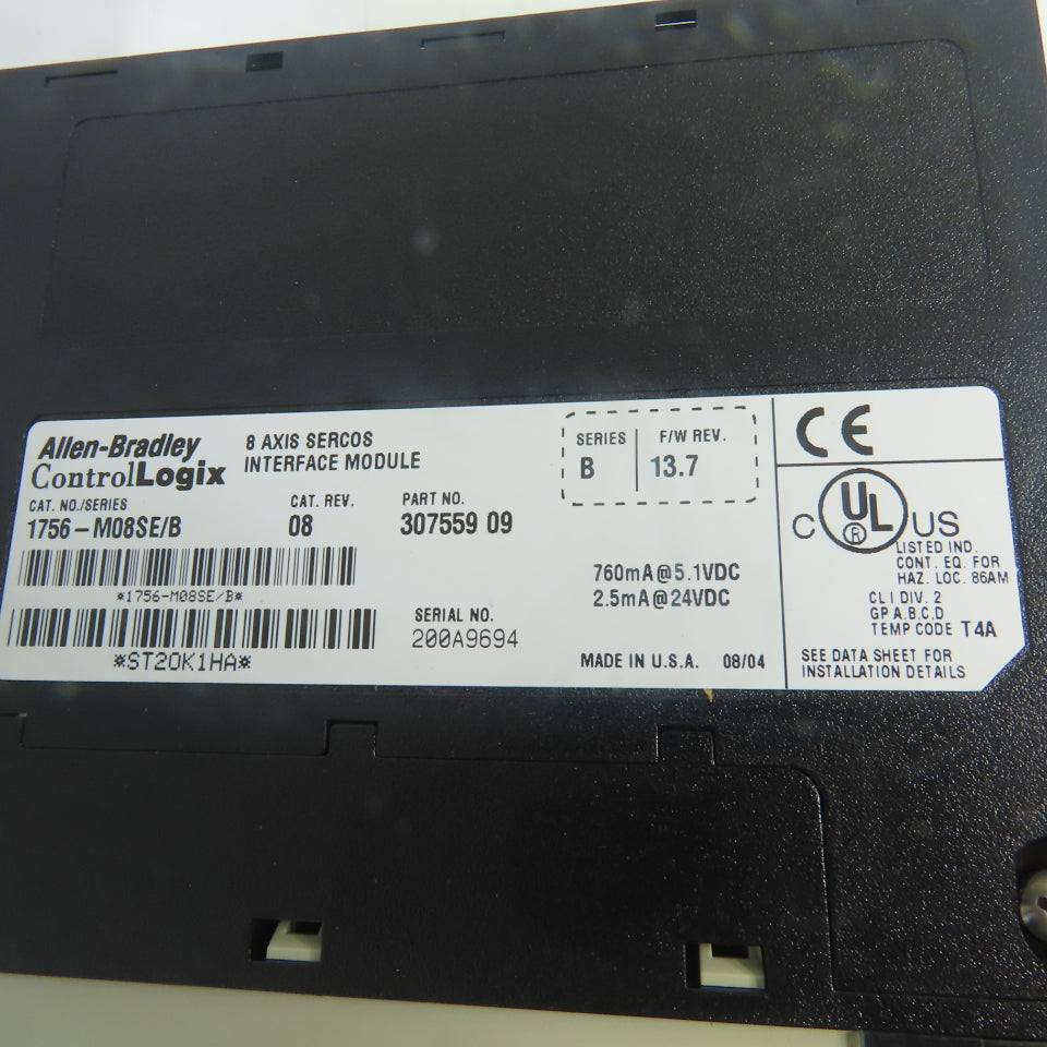 Allen-Bradley 1756-M08SE ControlLogix 8 Axis SERCOS Interface Module Ser B