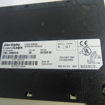 Allen-Bradley 1756-M08SE ControlLogix 8 Axis SERCOS Interface Module Ser B