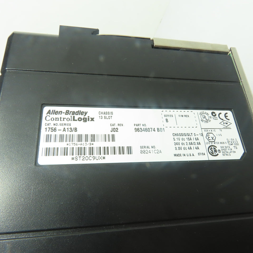 Allen-Bradley 1756-A13 13-Slot ControlLogix Chassis w/ 1756-PA75 Power Supply