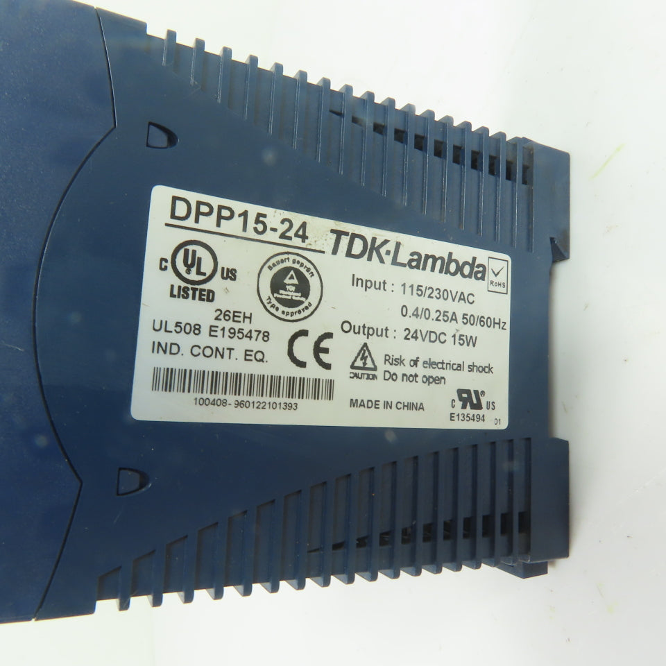 TDK-Lambda DPP15-24 24VDC DIN Rail Power Supply 115/230VAC Input