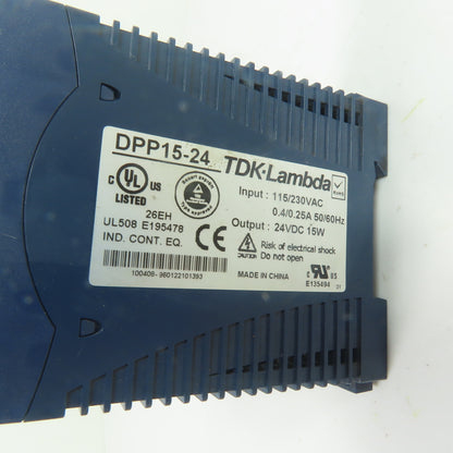 TDK-Lambda DPP15-24 24VDC DIN Rail Power Supply 115/230VAC Input