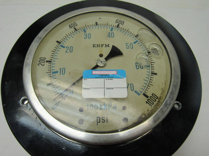 ENFM 6" Flanged Mount Liquid Filled Pressure Gauge 0-1000 Psi 1/2" npt Bottom