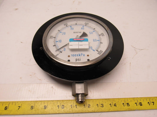 ENFM 6" Flanged Mount Pressure Gauge 0-1000 Psi 1/2" npt Bottom