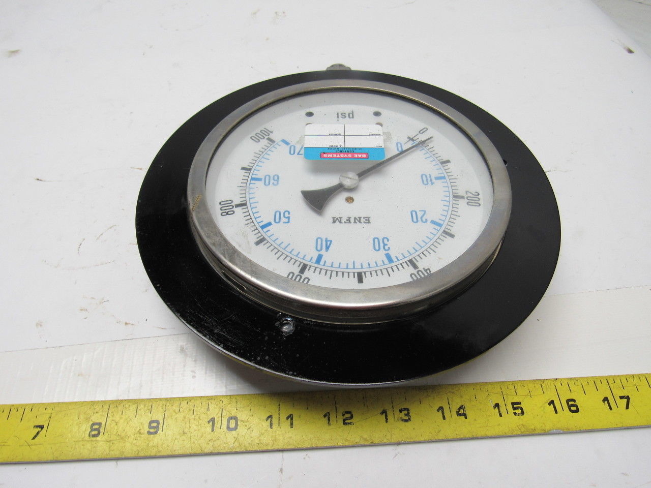 ENFM 6" Flanged Mount Pressure Gauge 0-1000 Psi 1/2" npt Bottom