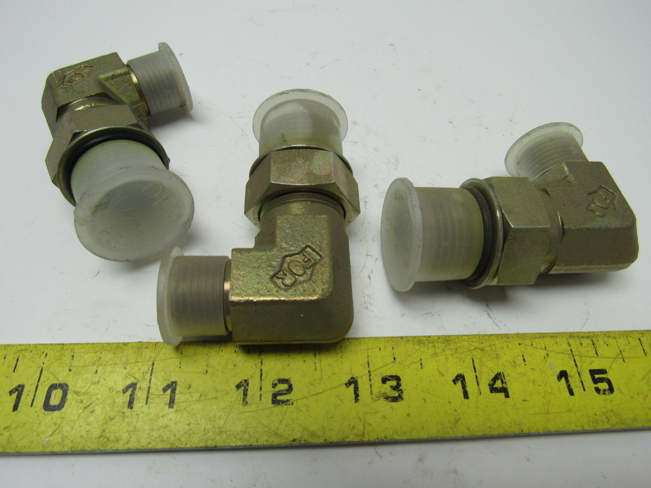 Hydraulic Fitting 90° Elbow, 3/8 ORFS x 1 ORB Male -16 Straight Thread Lot of 3