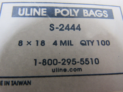 Uline S-2444 8" X 18" 4 Mil Poly Bags Package Quantity 100