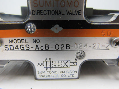 Sumitomo SD4GS-AcB-02B-D24-21-Z WD-21B-07 Directional Control Valve 24VDC