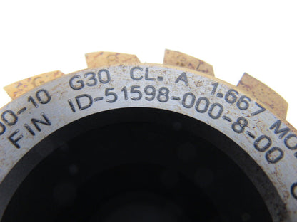Gleason ID-51598-000-8-00 Gear Hob Cutter 3" OAL 	20° NPA 	LA.1°31' RH WD .075