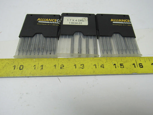 Alliance CNC 13634-001 1.7mm x 4mm Micro Drill Bit Lot of 24