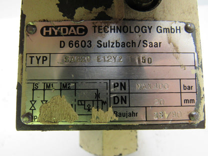 Hydac Hydac SAB20 E12Y2. T150 Hydraulic Accumulator Shut Off Block