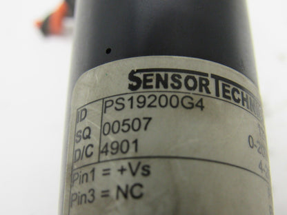 Sensor Technics PS19200G4  Pressure Sensor 12-36v 0-200 psig 4-20mA 2 wire