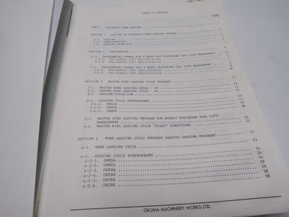 Okuma OSP500(0)L-G LB9 CNC Gauging Manual 2nd Edition Nov. 1988 Publ .# CB005-R1