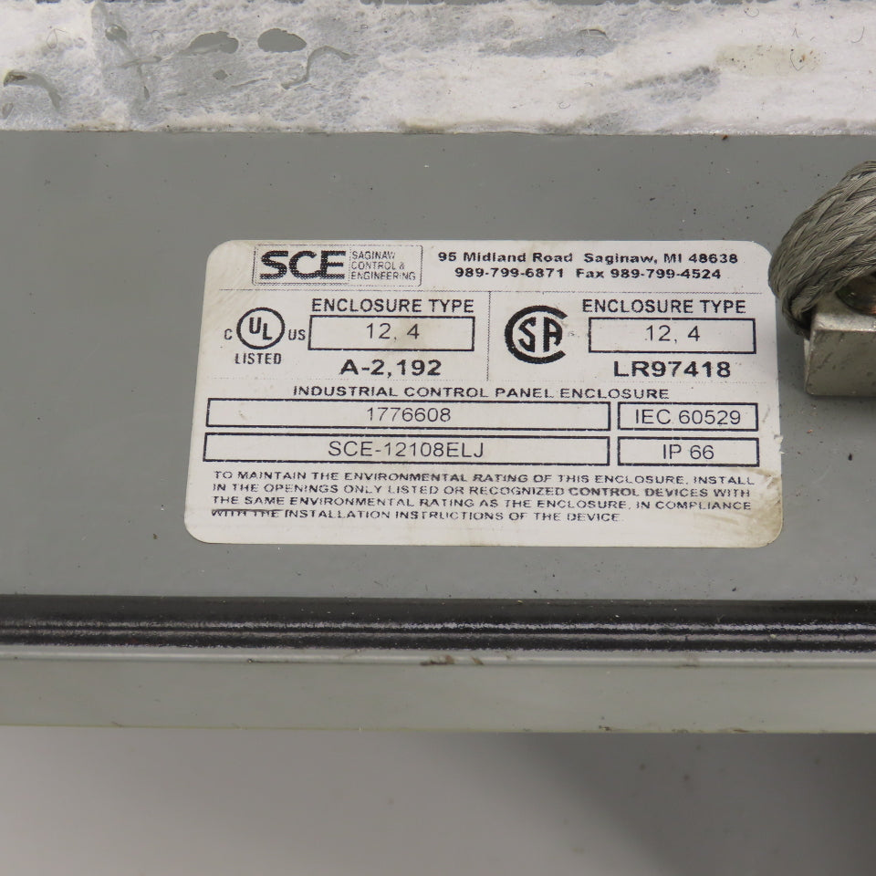 Saginaw Control SCE-12108BELJ 12" x 10" x 8" Electrical Enclosure W/Backplate