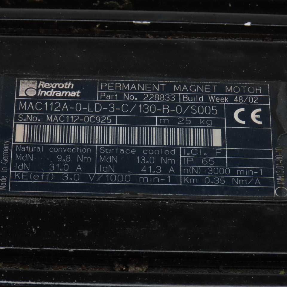 Rexroth Indrmat MAC112A-0-LD-3-C/130-B-0/S005 13.0Nm Servo Motor 300RPM