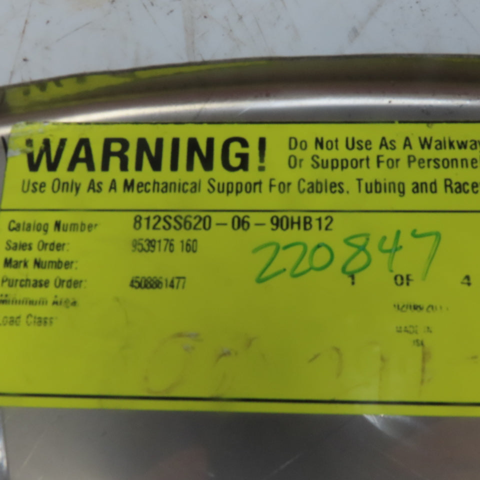 B-Line 812SS620-06-90HB12 Vented SS Horizontal 90° 6"W Cable Tray Cover