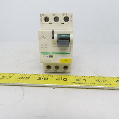Schneider Electric GV2-RT08 Manual Motor Starter 3 Pole 600V 2Hp 2.5-4A Overload
