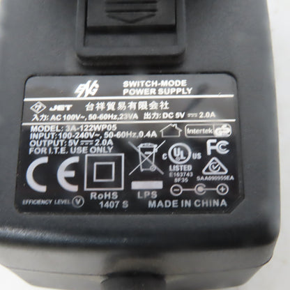 Jet 3A-122WP05 Shuko Male Power Supply Input 100-240V 50-60Hx Out Put 5V 2A