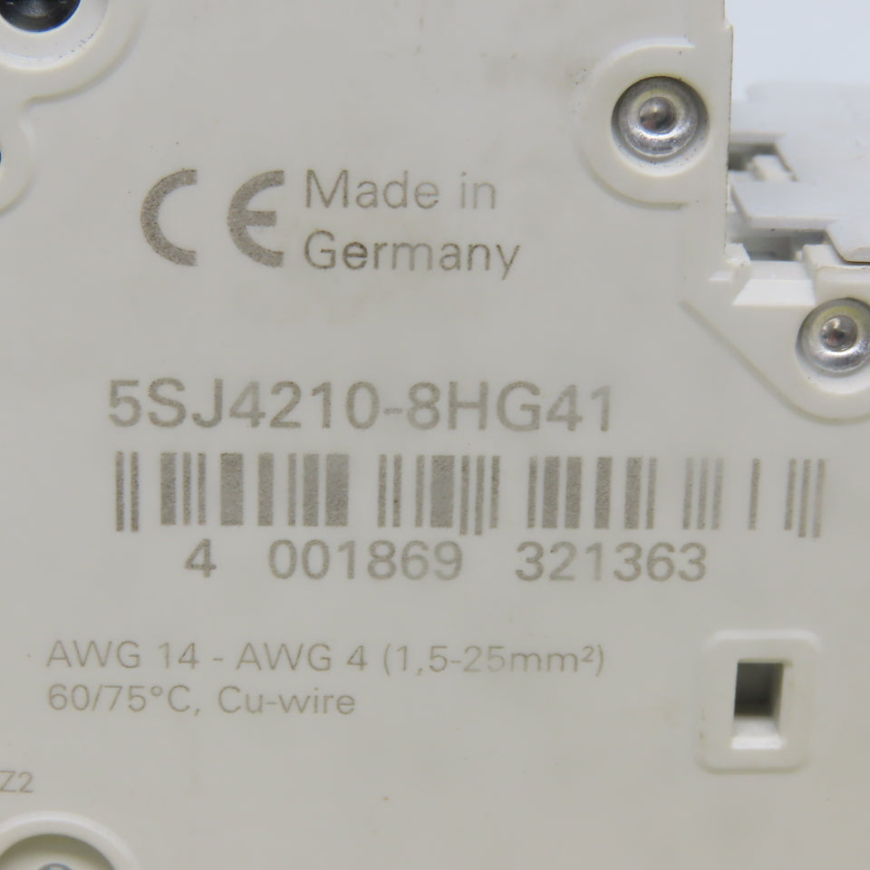 Siemens 5SJ4210-8HG41 Circuit Breaker 2-Pole 400V 10A AWG14-AWG 4