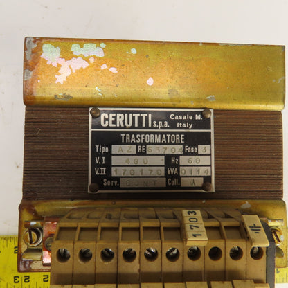 Cerutti Type AZ 0114kVA Transformer Primary 480V Secondary 170V 3PH 60HZ