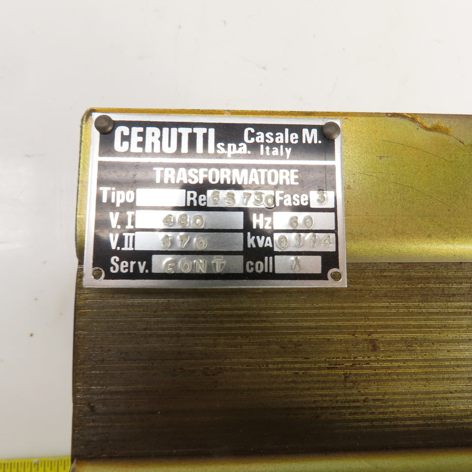 Cerutti 0114kVA Transformer Primary 480V Secondary 170V 3PH 60HZ
