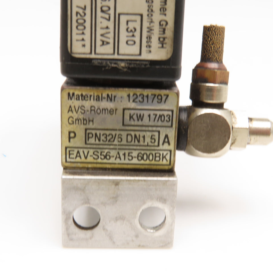 AVS Romer E22-230/50-M0 230V 50Hz Solenoid Valve 10-32 Ports