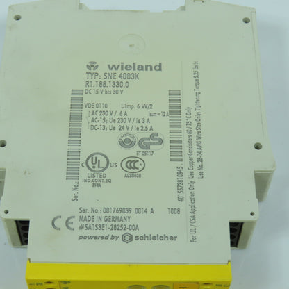 Wieland SNE 4003K R1.188.1330.0 Safety Relay Module Rail Mount