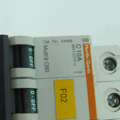 Merlin Gerin 24466 C10A 3-Pole Circuit Breaker Multi 9 10A 480/277V