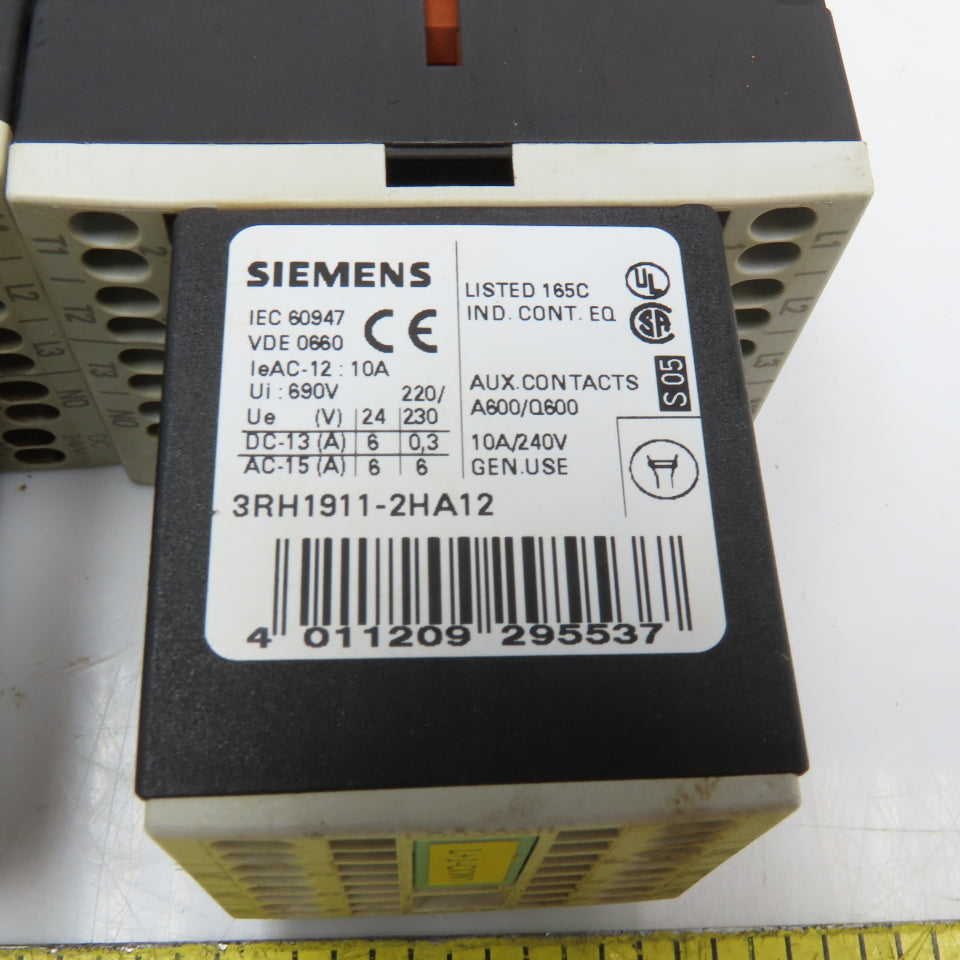 Siemens 3ZX1012-0RH11-1AA1 600V 20A 7.5Hp Motor Starter Contactor Lot Of 2