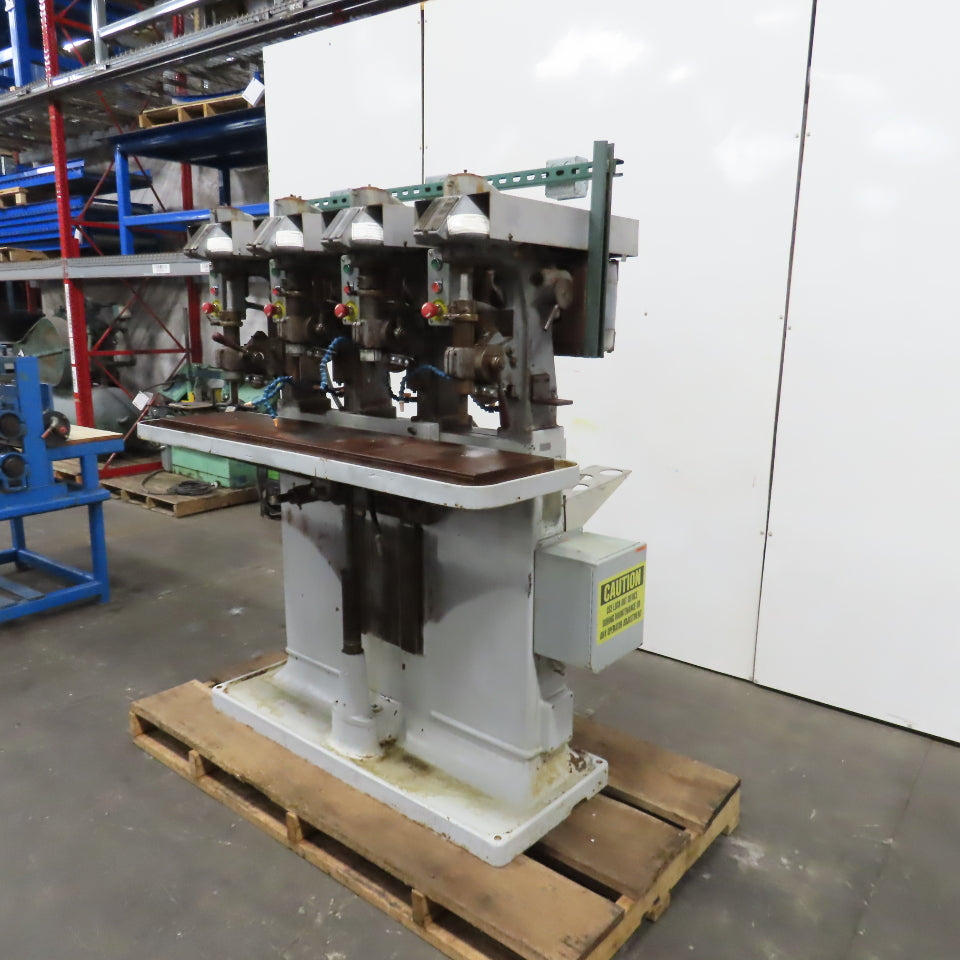 Avey Model 1 4 Spindle Gang Drill Press 2-1/2" Stroke 55 x 12" Table MT1 3PH