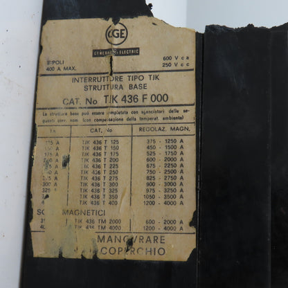 General Electric TK 436-F-000 400A Circuit Breaker 600V AC 3-Pole Bolt-On