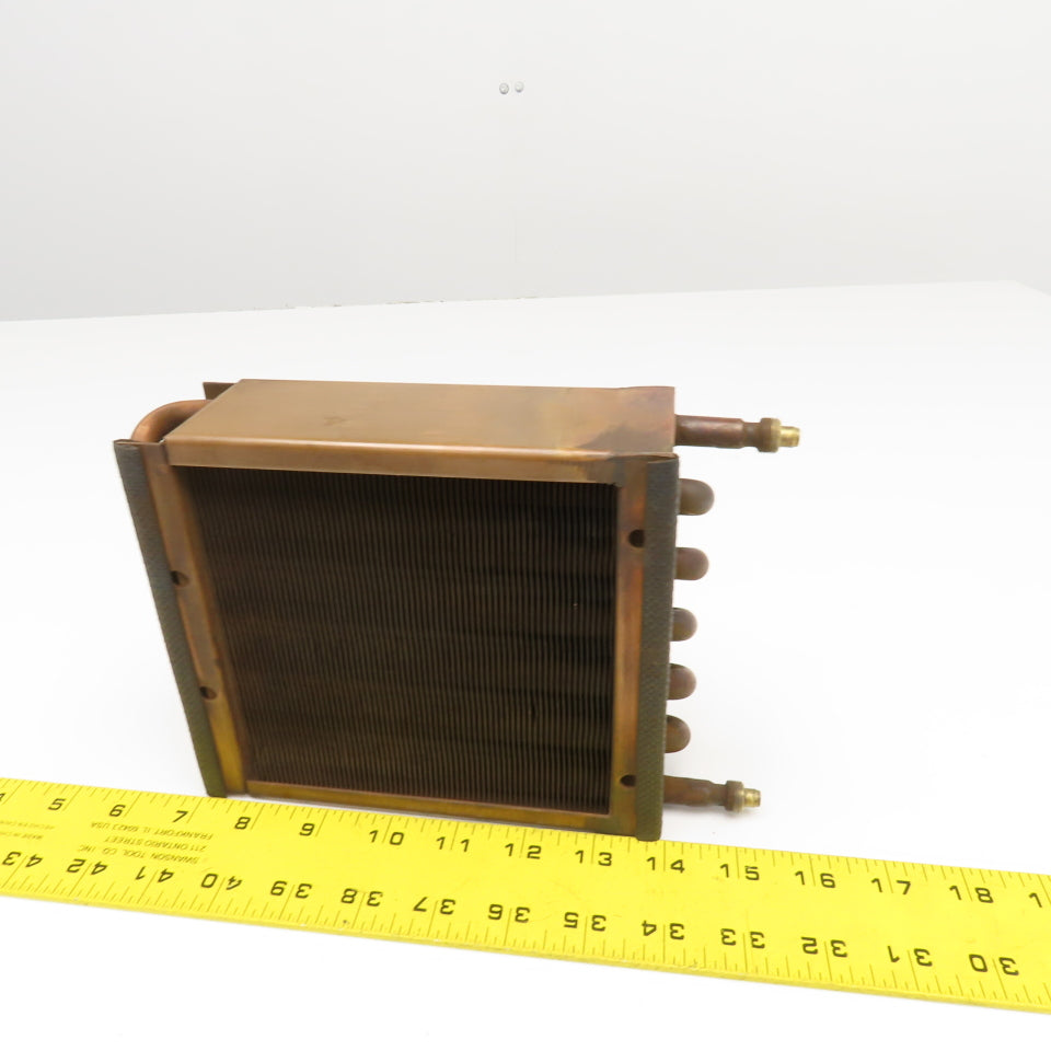 6" x 7" Copper 2 Pass Heat Exchanger 7/16" Tube M12-1.0 Ports