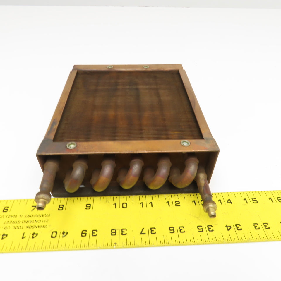 6" x 7" Copper 2 Pass Heat Exchanger 7/16" Tube M12-1.0 Ports