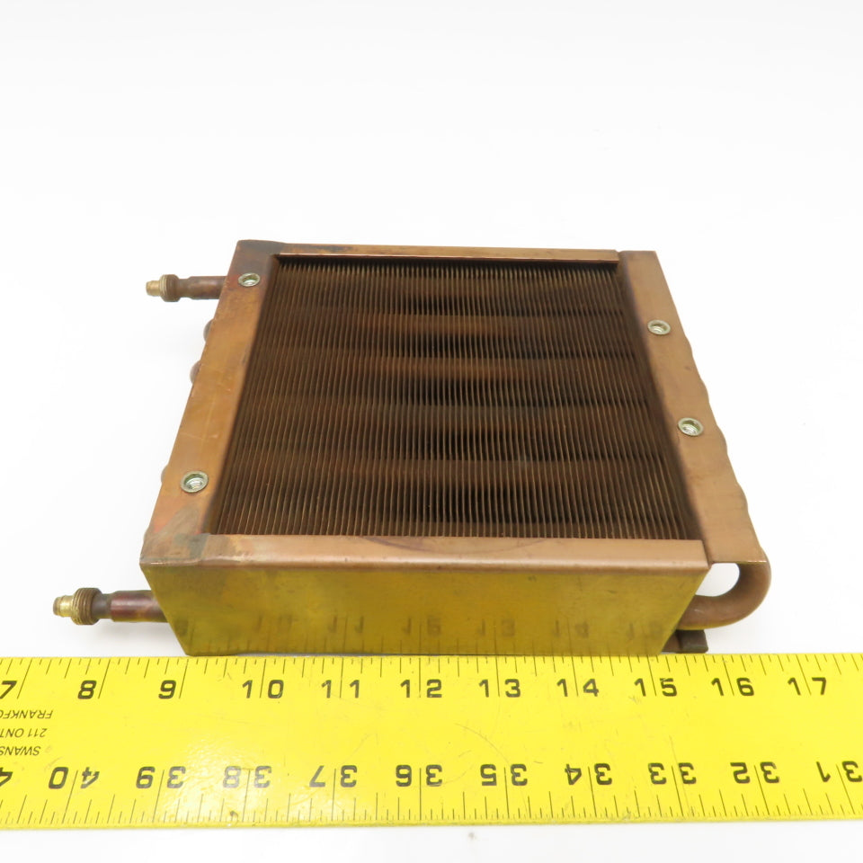 6" x 7" Copper 2 Pass Heat Exchanger 7/16" Tube M12-1.0 Ports