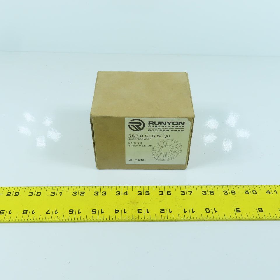 Runyon RSP 8-SEG Diamond Surface Prep Pad 70 Grit Medium Bond Box Of 3