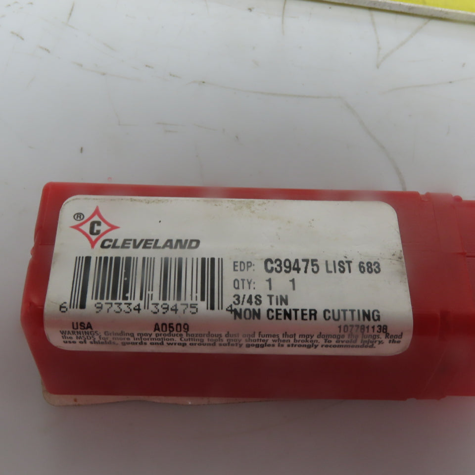 Cleveland C39475 1" Spiral 4 Flute HSS Square End Mill TiN Coated 1-7/8 LOC"