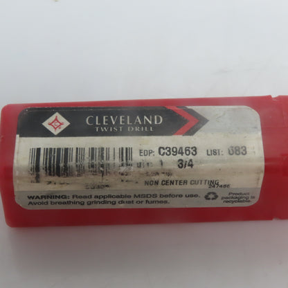 Cleveland C39463 Square End Mill: 3/4 Dia 1-5/8" LOC 4 Flutes High Speed Steel"