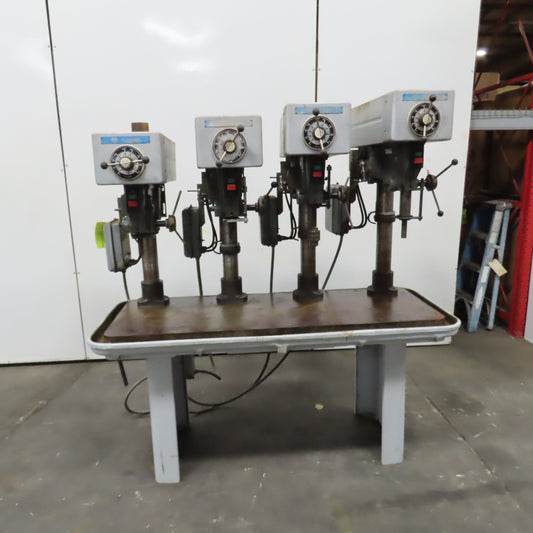 Rockwell 17-800 4 Spindle Gang Drill Press 6" Stroke 55 x 12" Table MT2 3PH