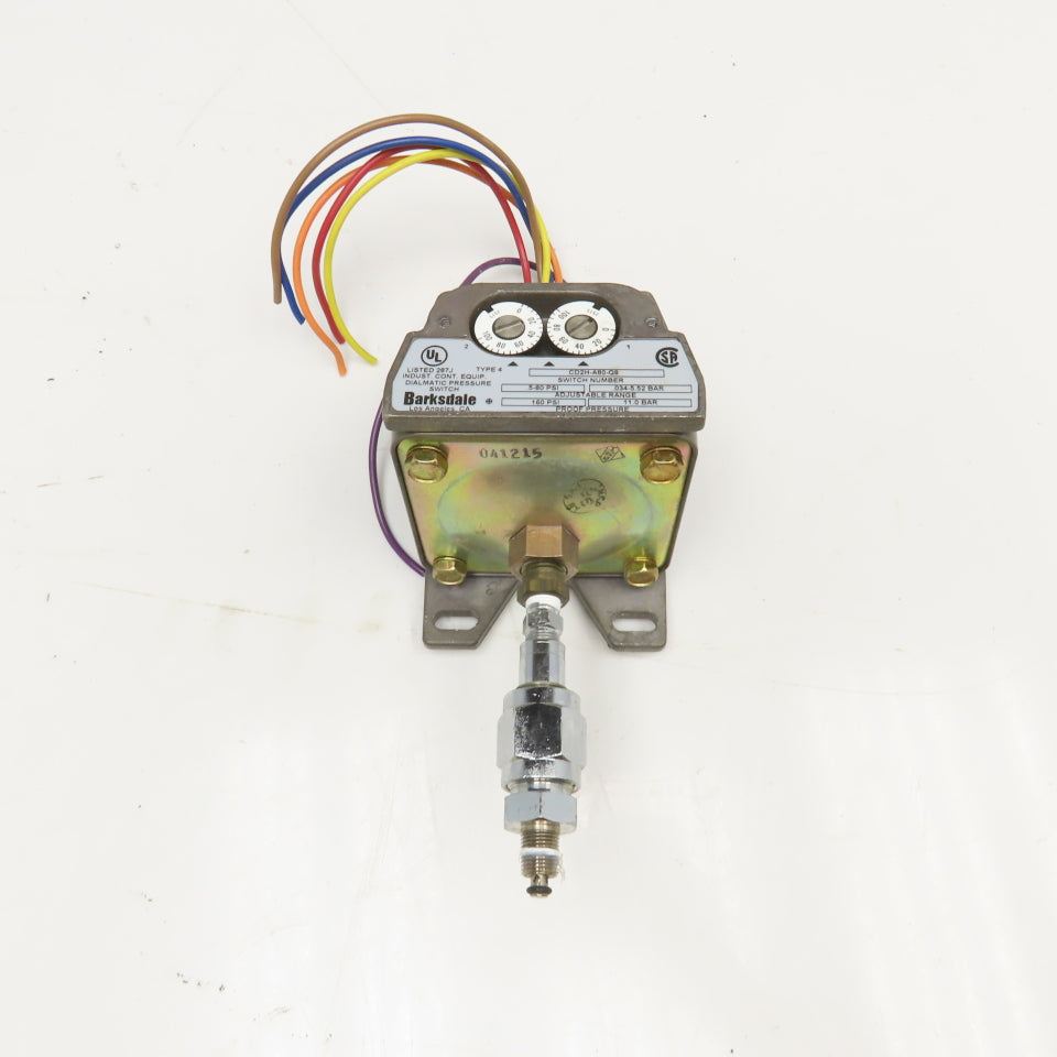 Barksdale CD2H-A80-Q8 Dialmatic Pressure Switch .5-80 PSI